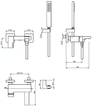 VITA 53002 - External bathtub mixer with hand shower by Rubinetterie Frattini - view 3